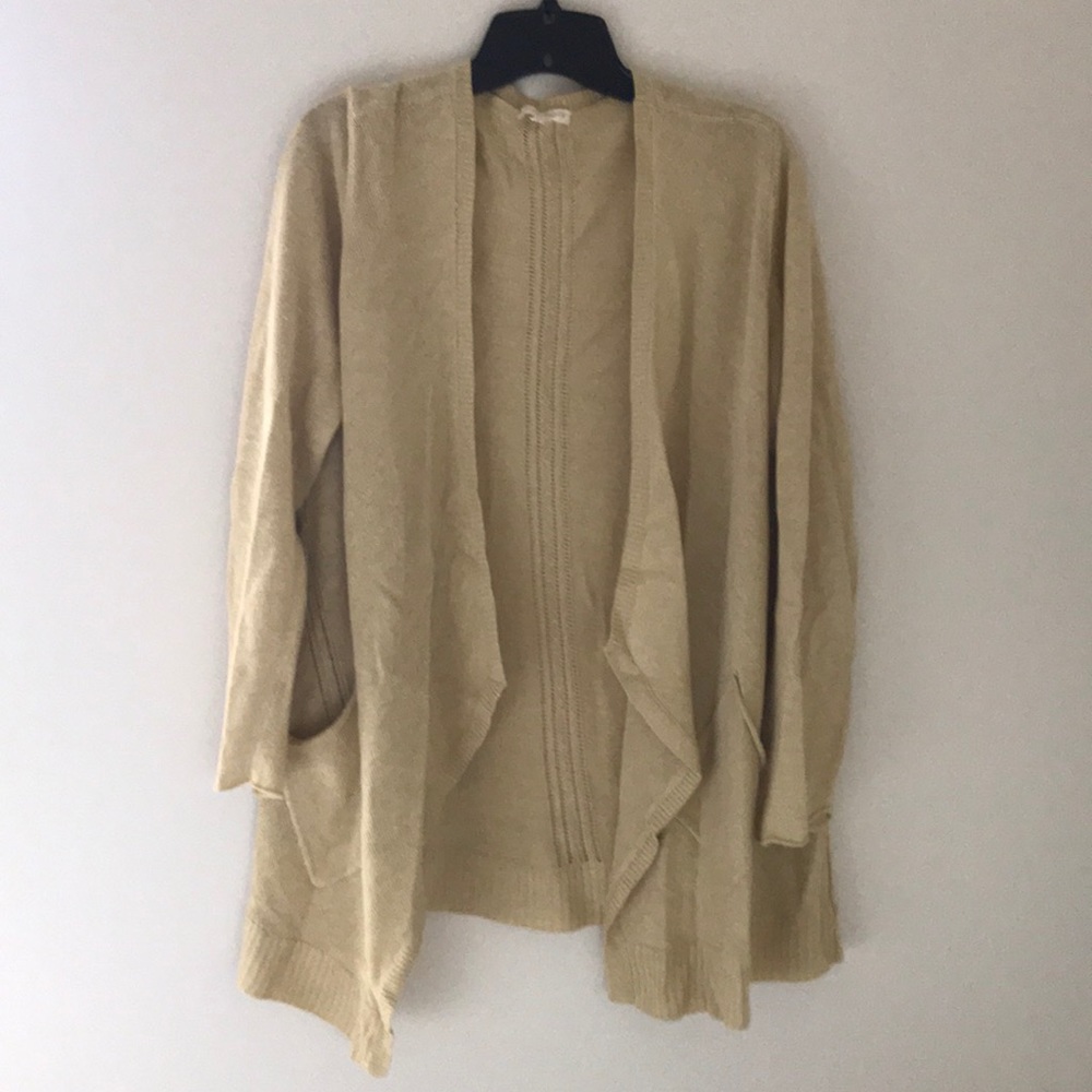 EILEEN FISHER (PL) PALE YELLOW LINEN OPEN CARDI EU